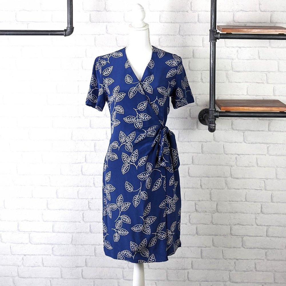 Adrianna Papell 100% Silk Wrap Mini Dress  | Blue